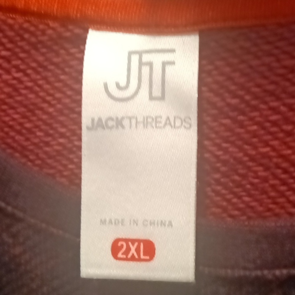 JACK THREADS cotton blend black sweater w orange trim & kangaroo pocket Size 2X
